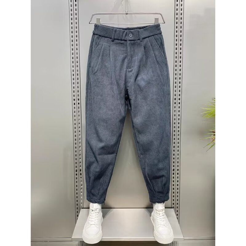 Corduroy Ankle Banded Pants Men's Cropped Casual