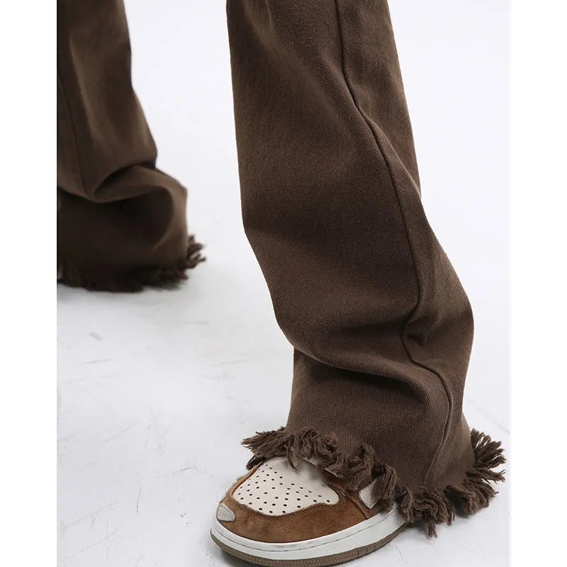 High Waist Loose And Slimming Design Straight Mop Pants