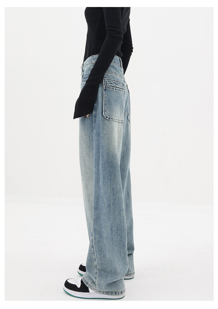 Women's Wide-leg Jeans Loose High Waist Straight Pants