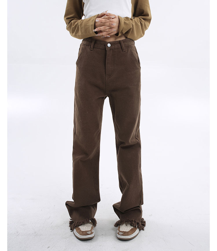 High Waist Loose And Slimming Design Straight Mop Pants