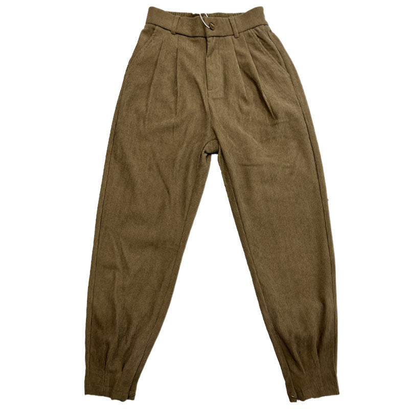 Corduroy Casual Trousers Fleece-lined Loose Wide Leg Pants