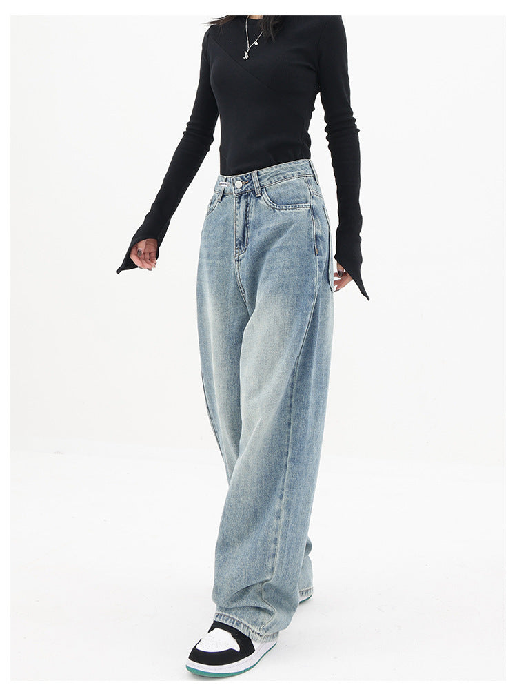 Women's Wide-leg Jeans Loose High Waist Straight Pants