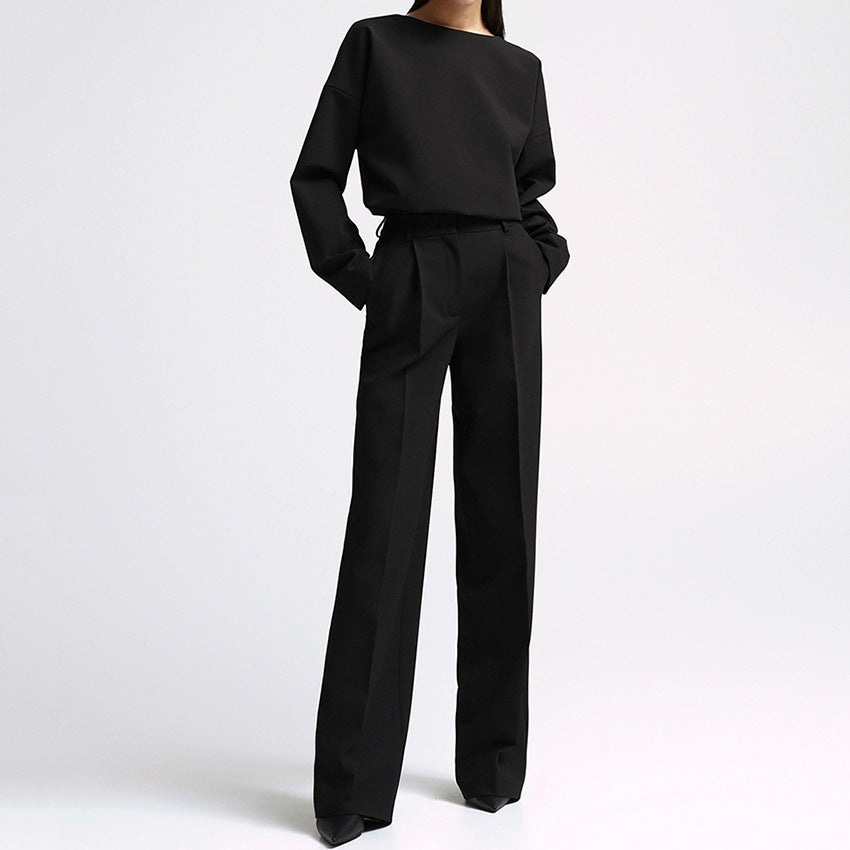 Women's Polyester Suit Two-piece Wide-leg Pants Long Sleeve