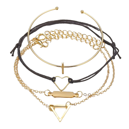 4-Piece Retro Heart Bracelet