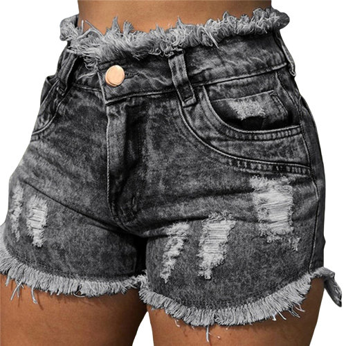 Tassel Torn Hole Denim Shorts