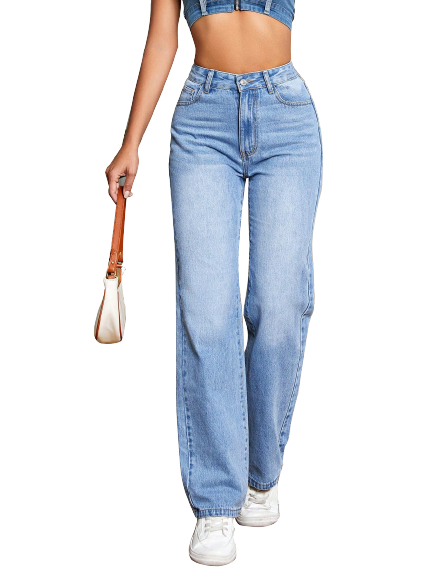 High Waist Loose Denim Trousers