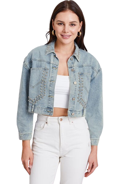 Studded Dropped Shoulder Denim Jacket