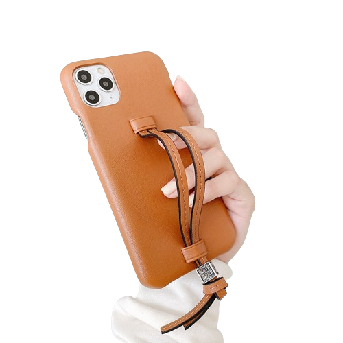 Three Bread Leather Wrist Strap Phone Case