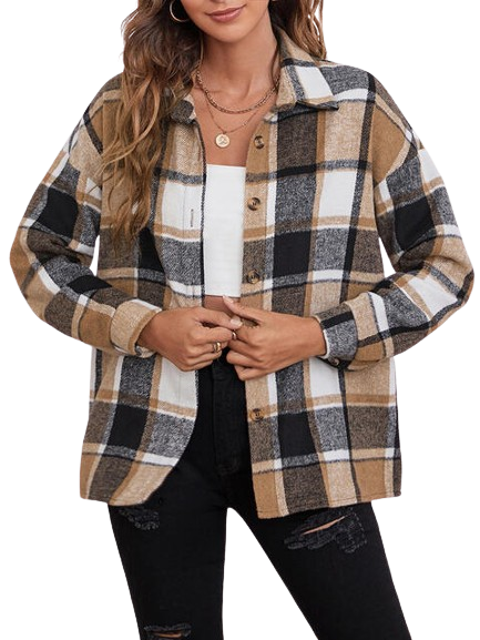 Plaid Collared Overcoat