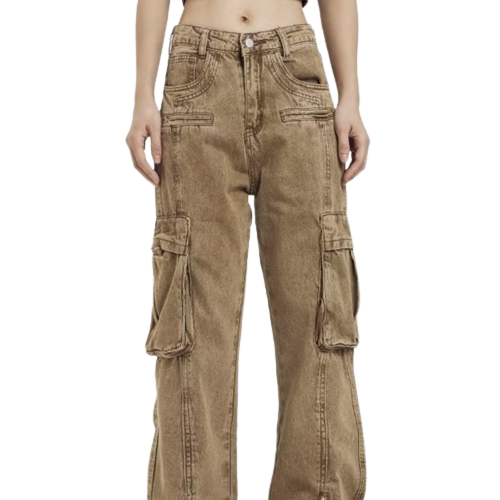 Loose Wide Leg Multi-Pocket Jeans