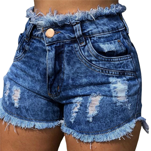 Tassel Torn Hole Denim Shorts