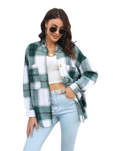 Plaid Collared Long Sleeve Shirt