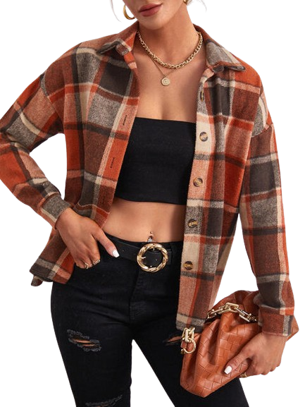 Plaid Collared Overcoat