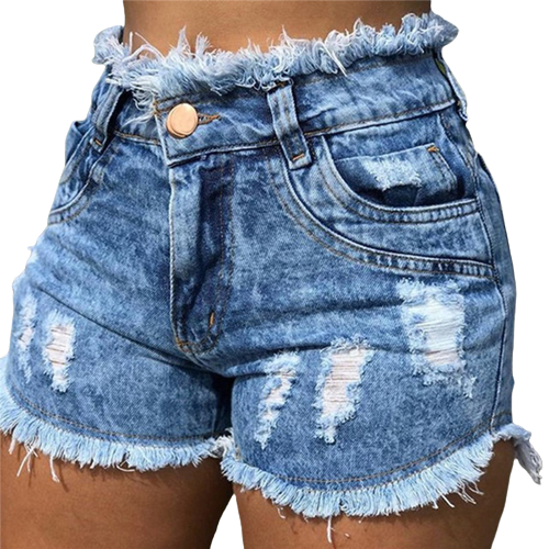 Tassel Torn Hole Denim Shorts