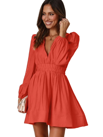 Ruffled V-Neck Dress