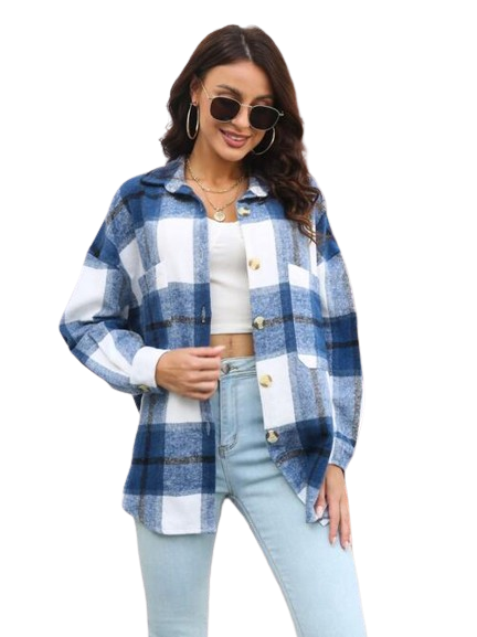 Plaid Collared Long Sleeve Shirt