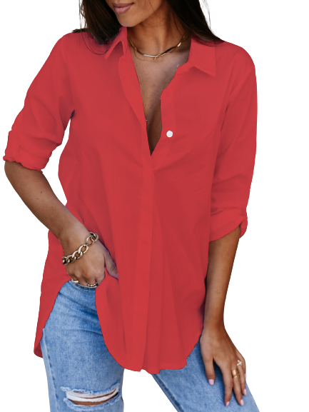 V-Neck Long Sleeve Shirt