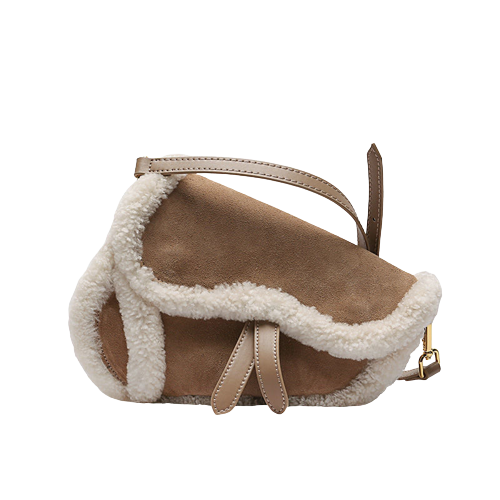 Lamb Fur Caramel Saddle Bag