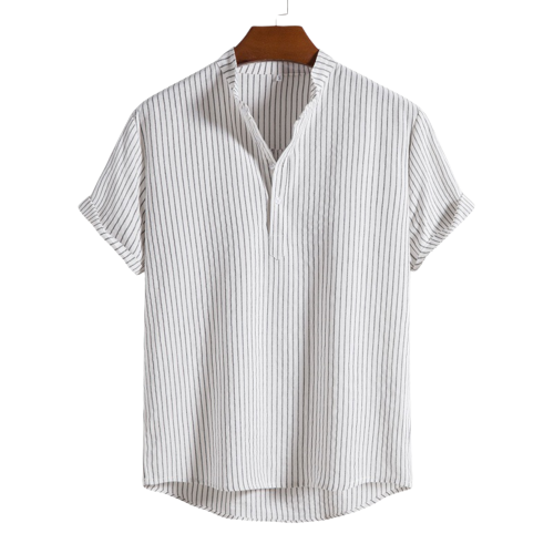 Collar Striped Short Sleeve Shirt