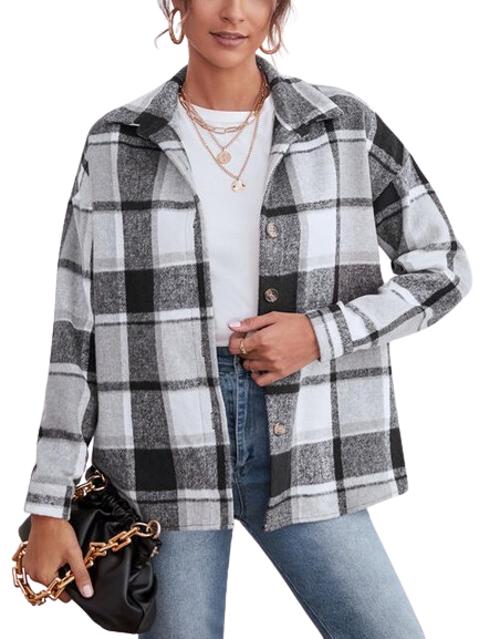 Plaid Collared Overcoat