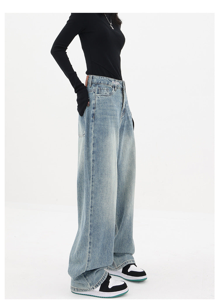 Women's Wide-leg Jeans Loose High Waist Straight Pants