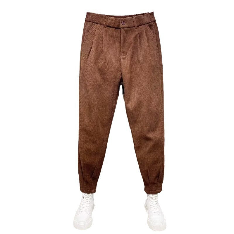 Corduroy Ankle Banded Pants Men's Cropped Casual