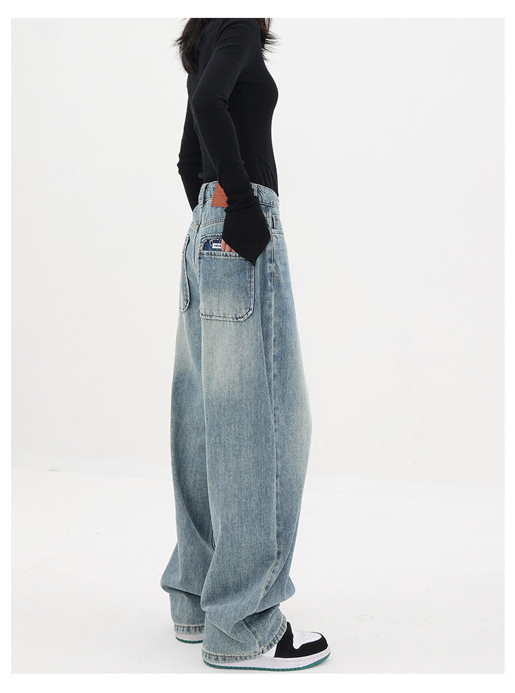 Women's Wide-leg Jeans Loose High Waist Straight Pants