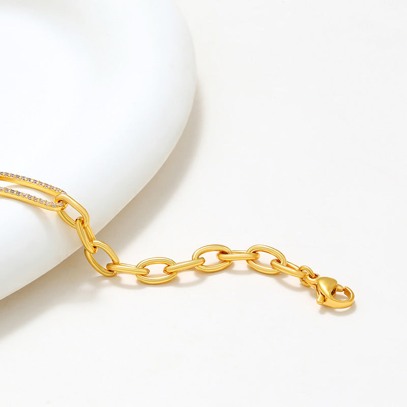 European And American Fashion Metal Thick Chain Bracelet Female Light Luxury Minority