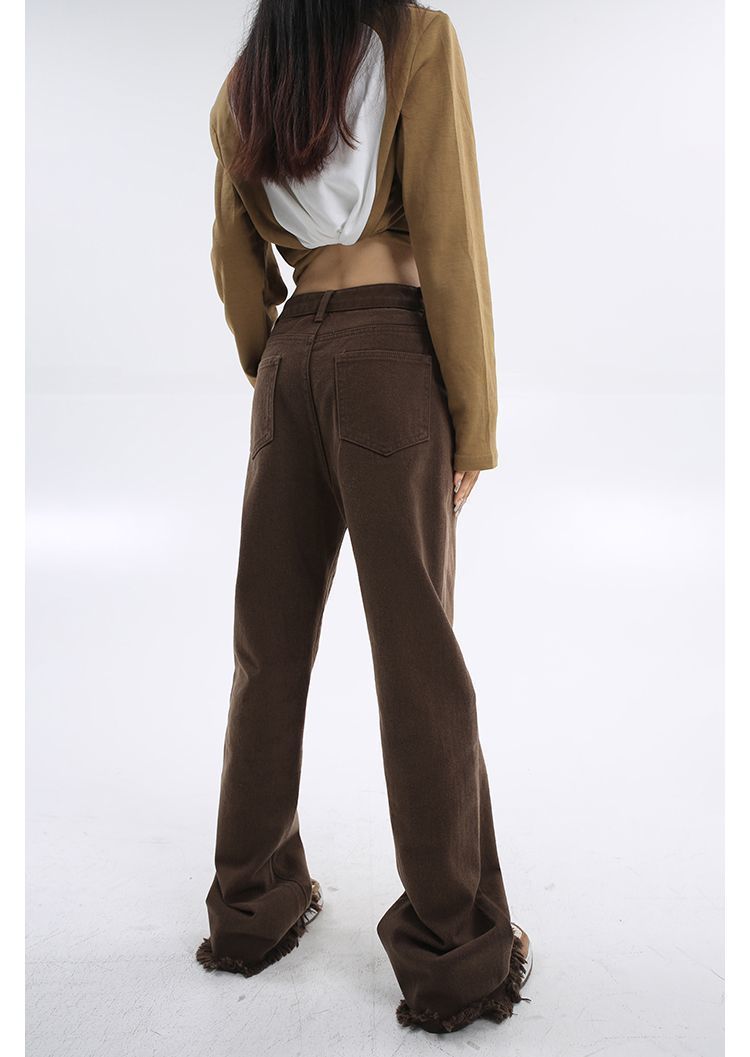 High Waist Loose And Slimming Design Straight Mop Pants