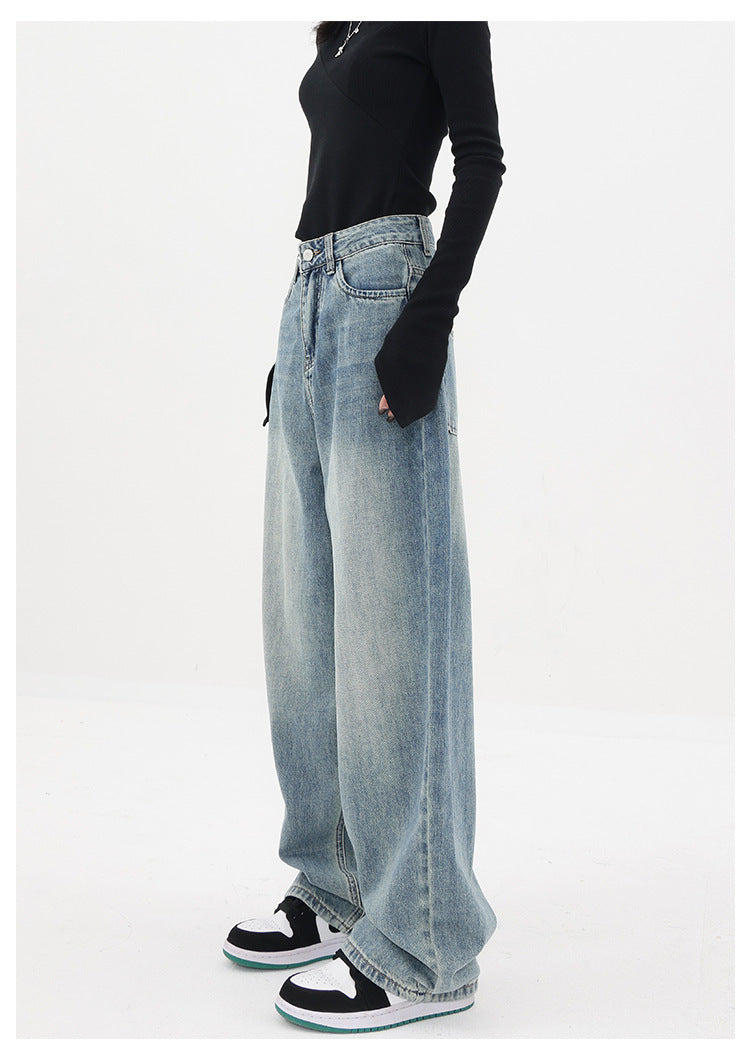 Women's Wide-leg Jeans Loose High Waist Straight Pants