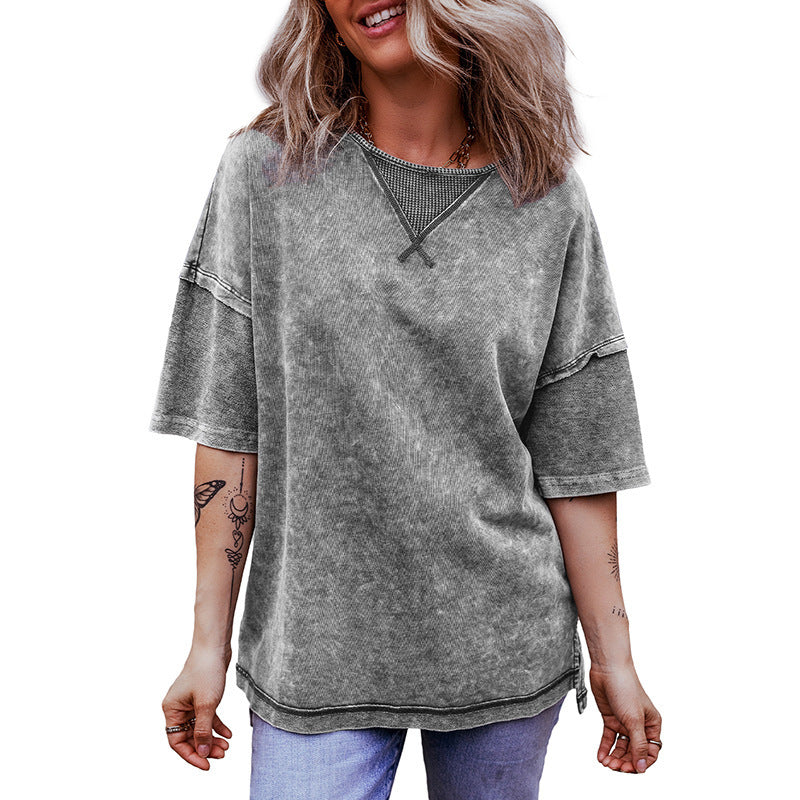 Women's Pullover Round Neck Half Sleeve Loose Short Sleeve